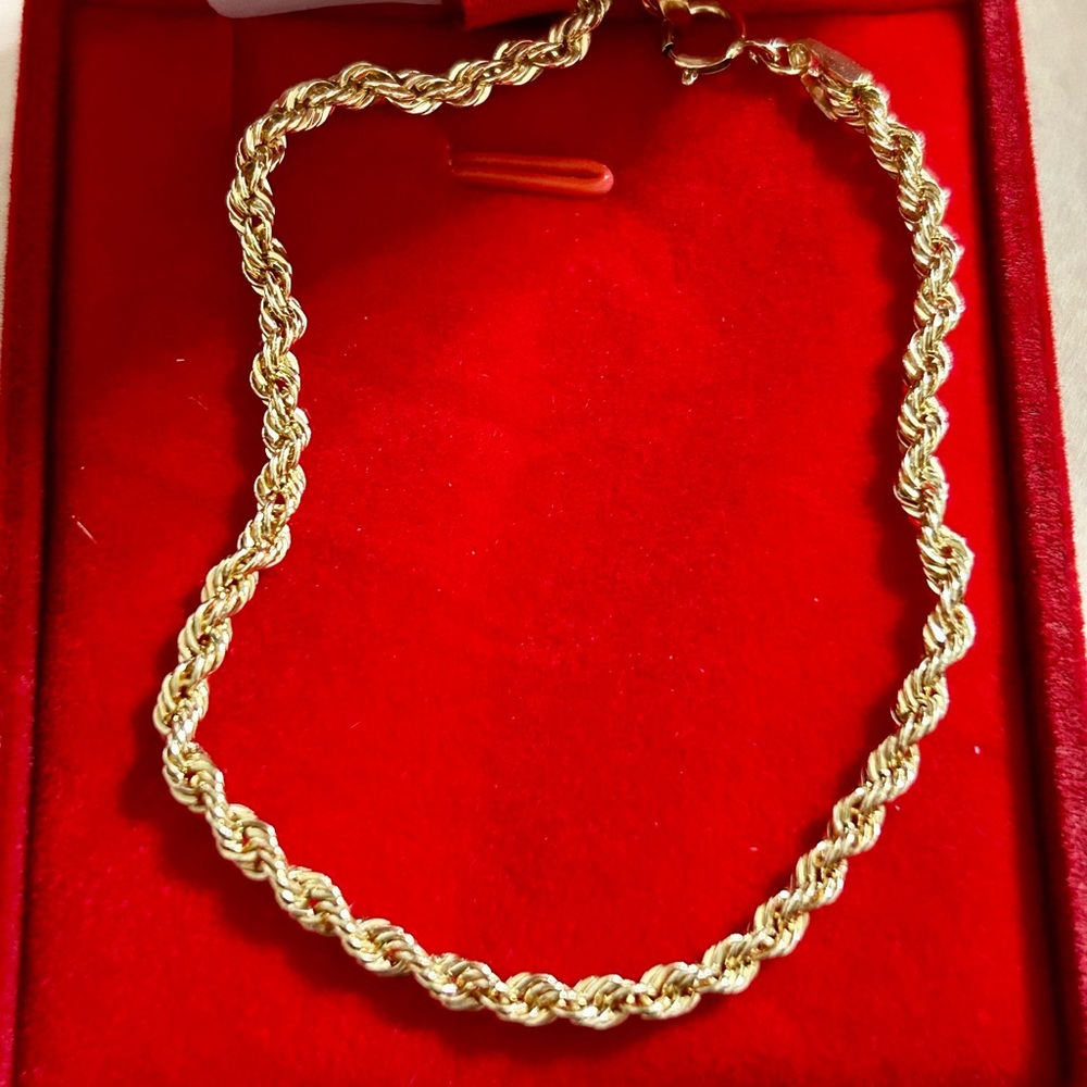 18k REAL Gold Rope Chain Bracelet
